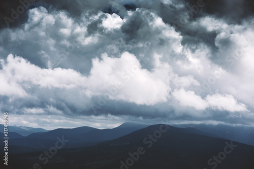 Dark storm clouds in the mountains. Perfect nature background. Landscape photography