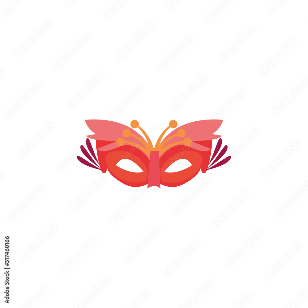 Isolated red party mask vector design