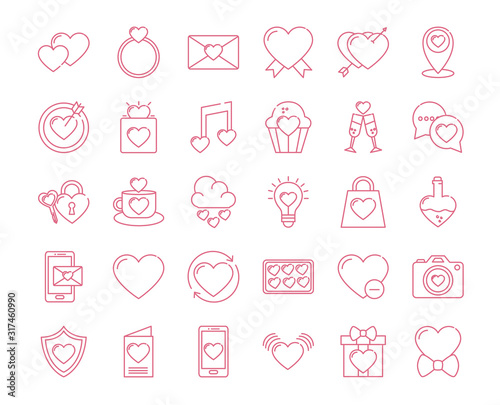 Isolated love icon set vector design
