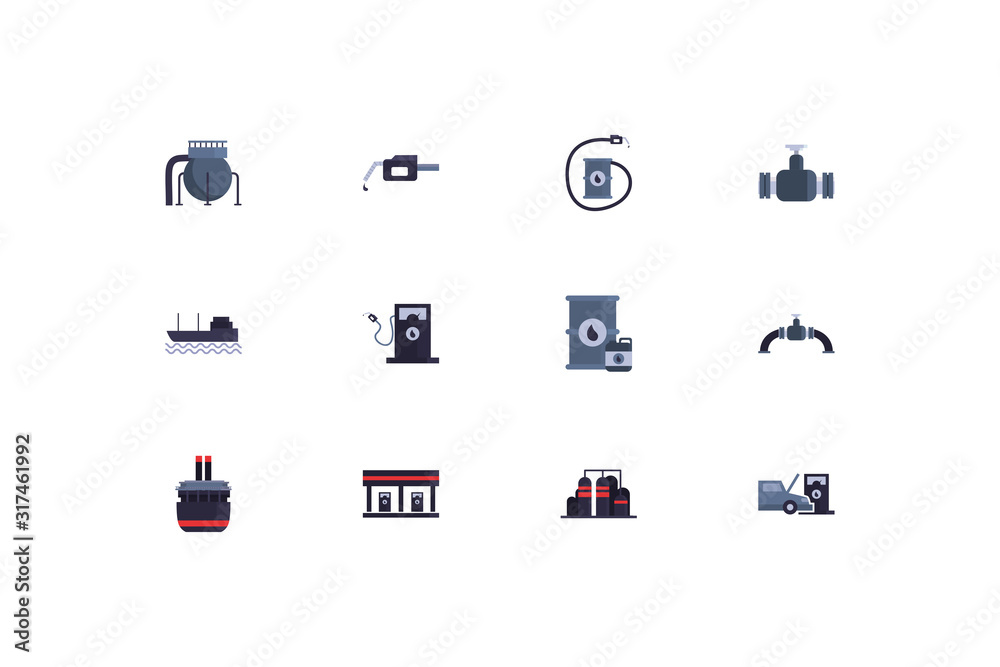 Isolated oil industry icon set vector design Isolated oil industry icon set vector design
