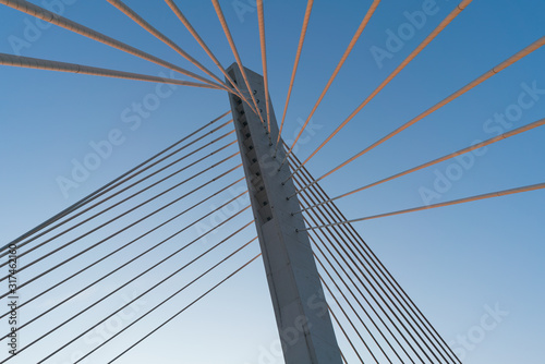 details of a Millennium bridge located above the Moraca river in Podgorica