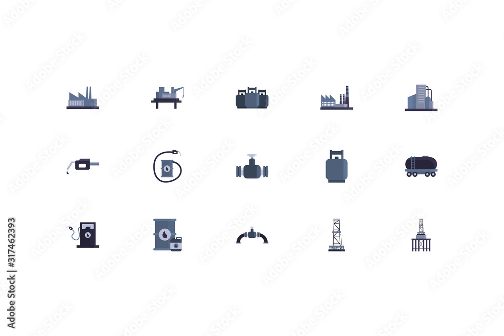 Isolated oil industry icon set vector design Isolated oil industry icon set vector design