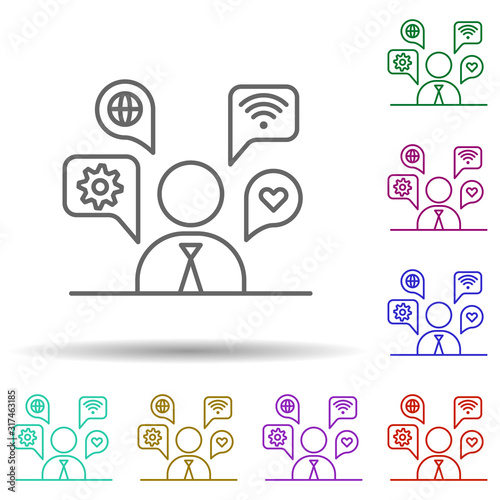 Application, communication, skills in multi color style icon. Simple thin line, outline vector of social addict icons for ui and ux, website or mobile application