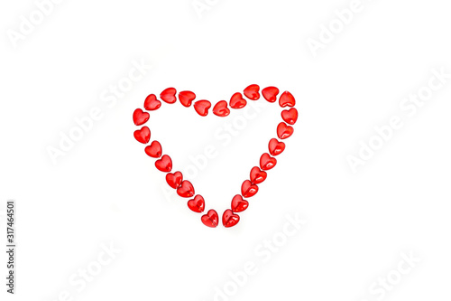 Valentine's heart-frame made of glass beads isolated on white, valentine's day , day valentine