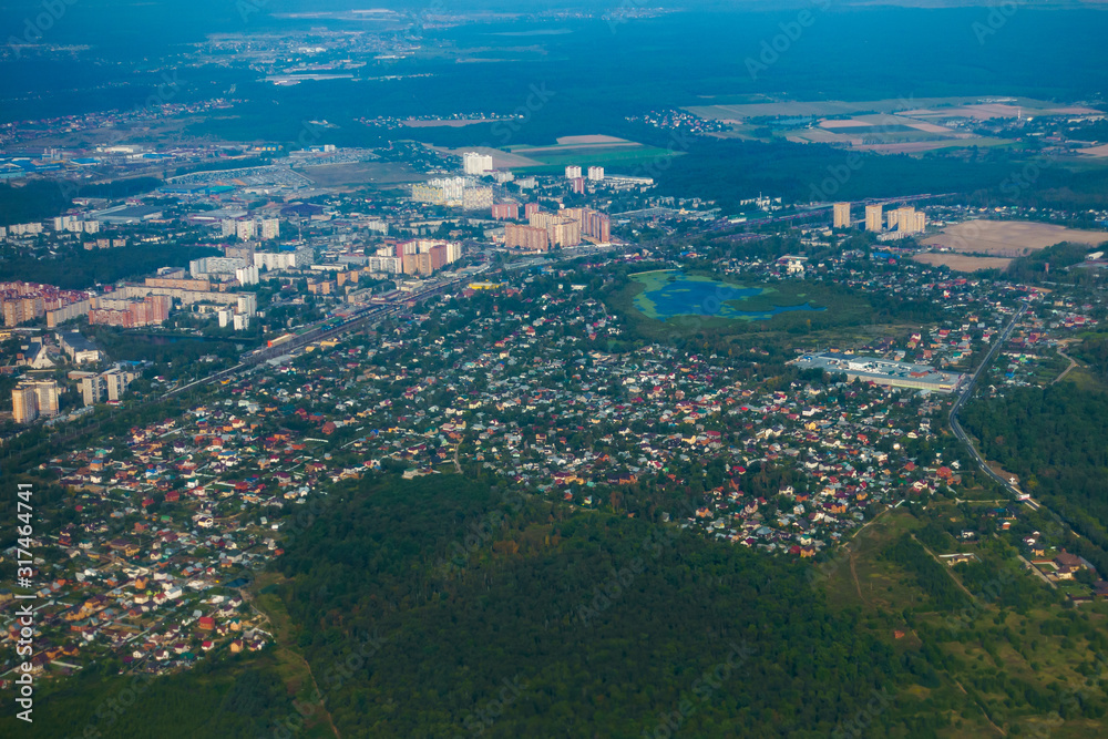Aerial view of multi-storey houses district Aerial view of multi-storey houses district