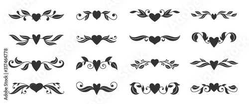 heart floral wing divider love tatoo border