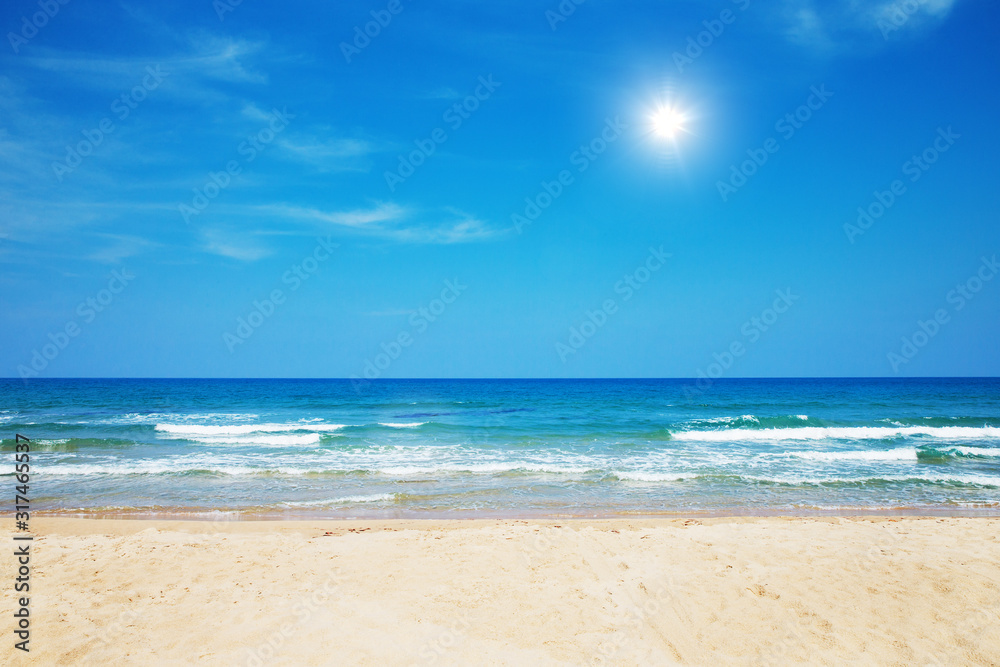 blue sea and beautiful sky. sea beach