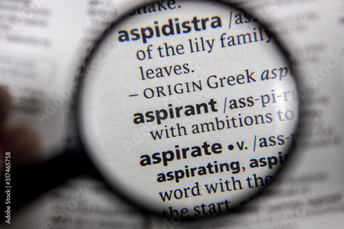 Fotografi The word or phrase aspirant in a dictionary.