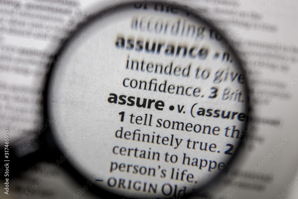 The word or phrase assure in a dictionary. The word or phrase assure in a dictionary.