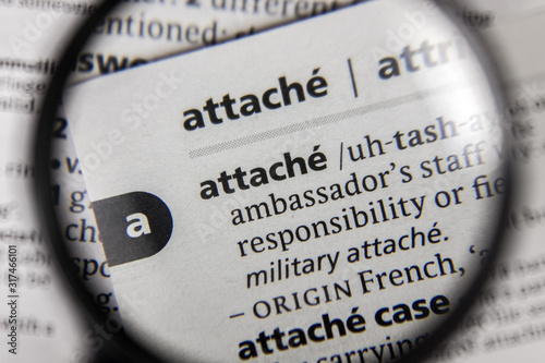 The word or phrase attache in a dictionary.