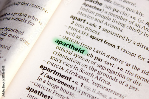 Apartheid word or phrase in a dictionary.