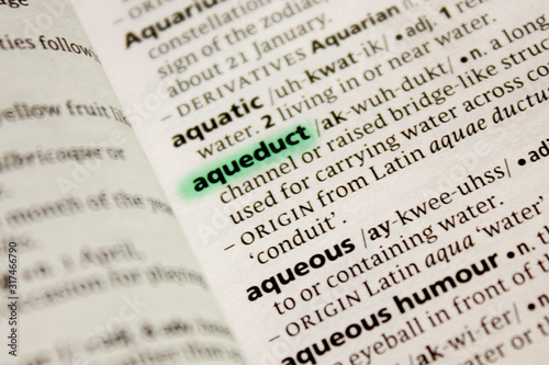 Aqueduct word or phrase in a dictionary.