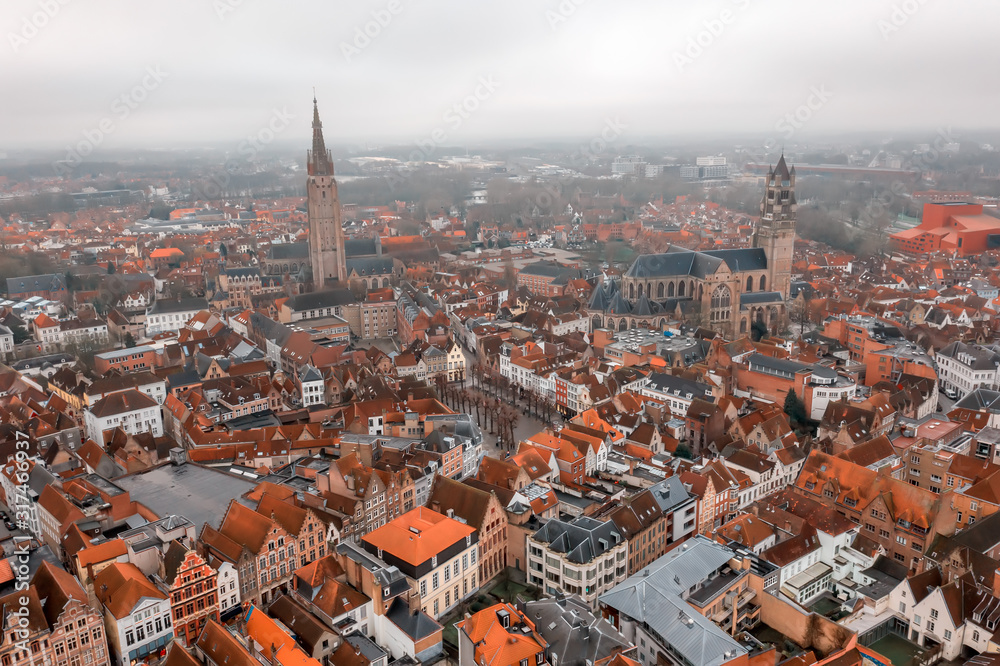 Bird's eye view of Bruges