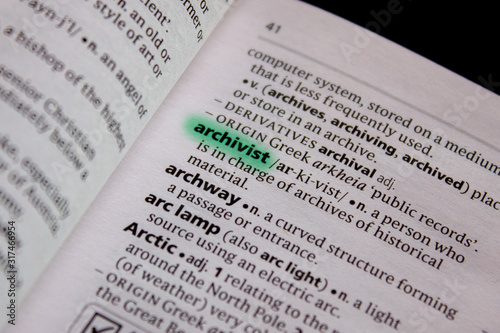 Archivist word or phrase in a dictionary.
