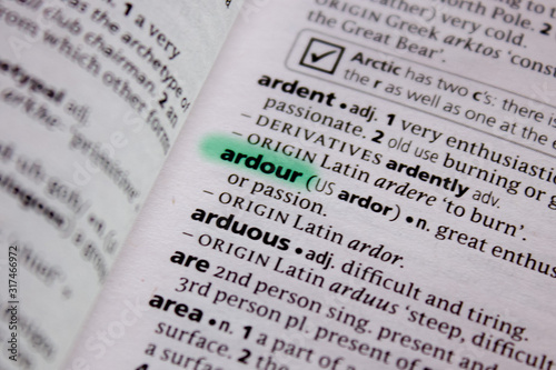 Ardour word or phrase in a dictionary.