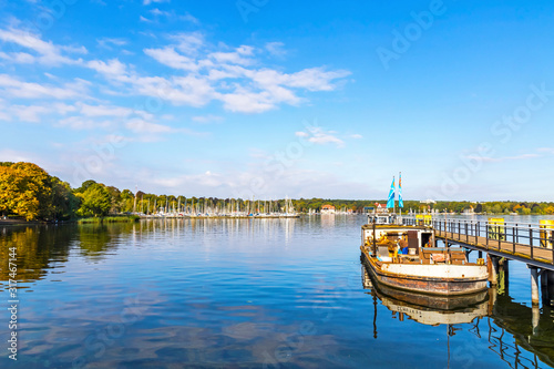 Photography Boat piers on Wannsee lake in Berlin, Germany