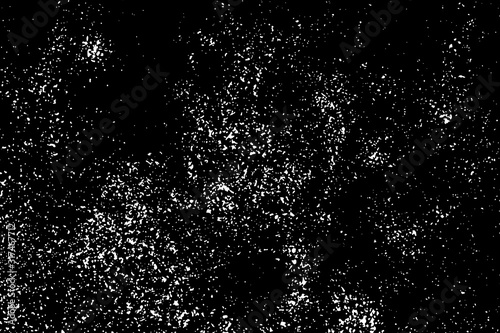 White Grainy Texture Isolated On Black Background. Dust Overlay. Light Coloured Noise Granules. Snow Vector Elements. Digitally Generated Image. Illustration, Eps 10.