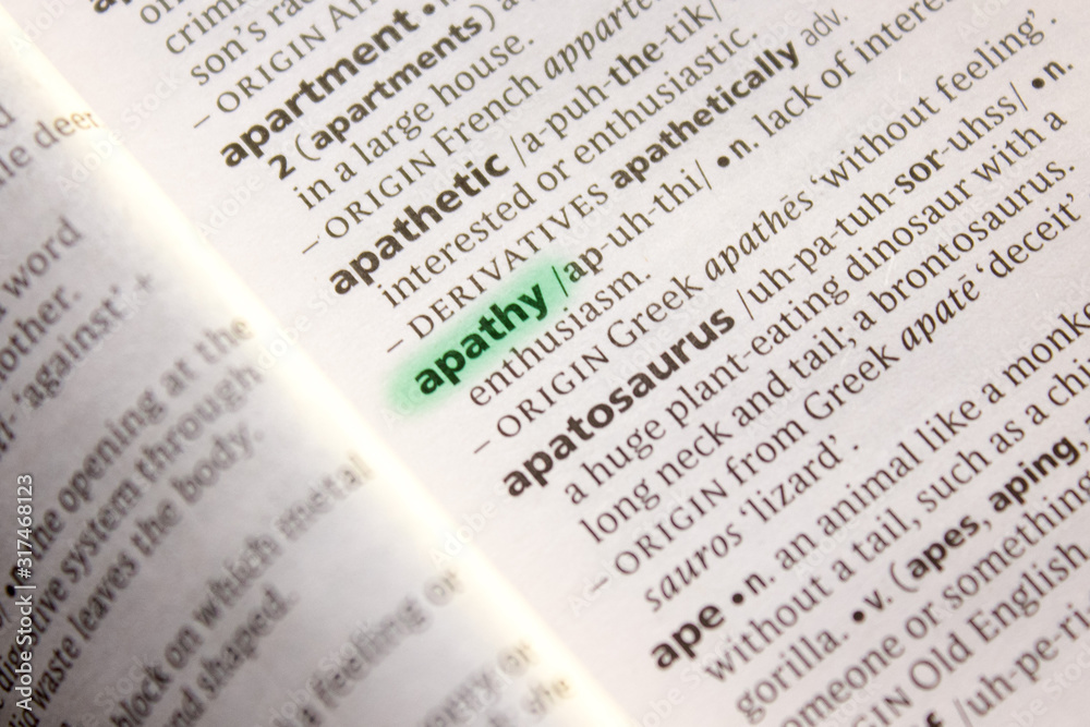 Apathy word or phrase in a dictionary. Apathy word or phrase in a dictionary.