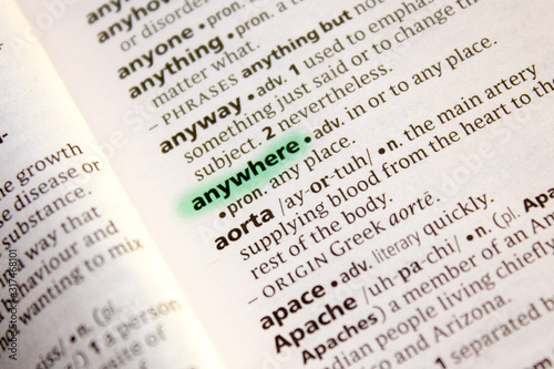 Anywhere word or phrase in a dictionary.