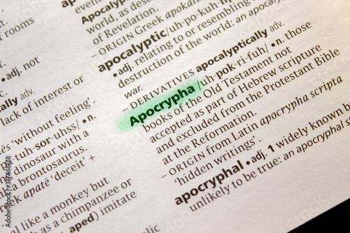 Apocrypha word or phrase in a dictionary.