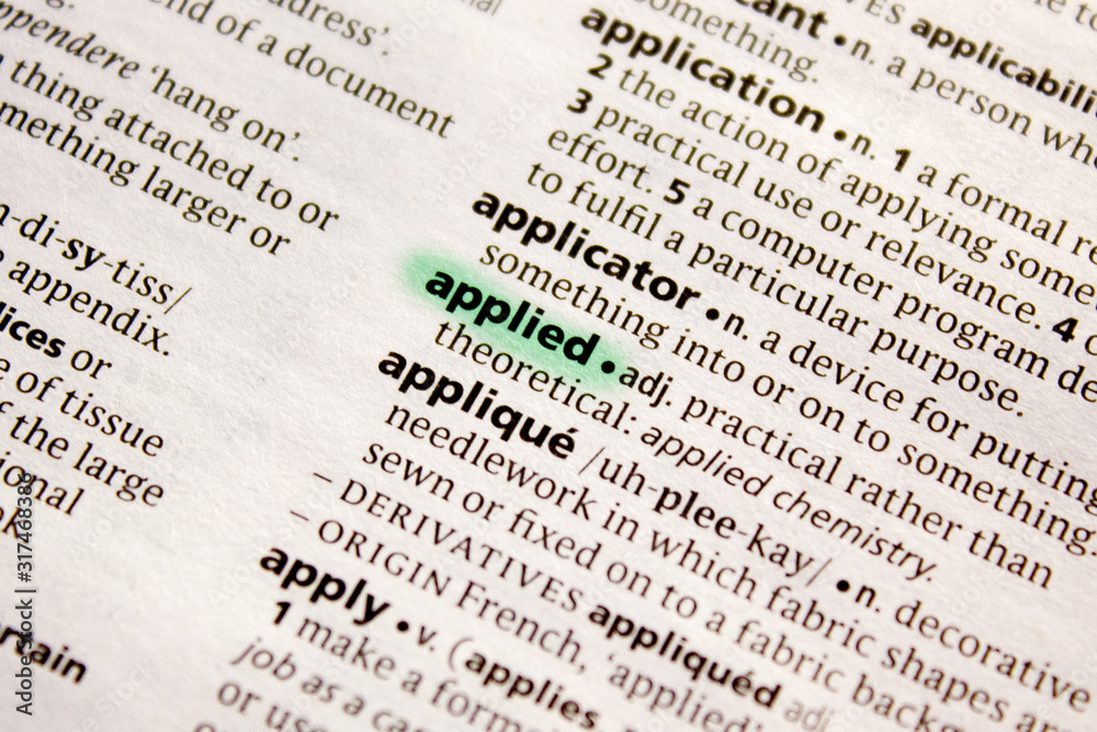Fototapeta premium Applied word or phrase in a dictionary.