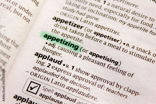 Appetizing word or phrase in a dictionary.