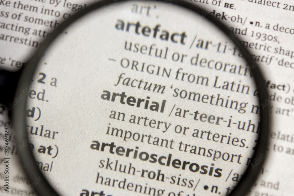 Arterial word or phrase in a dictionary. Arterial word or phrase in a dictionary.