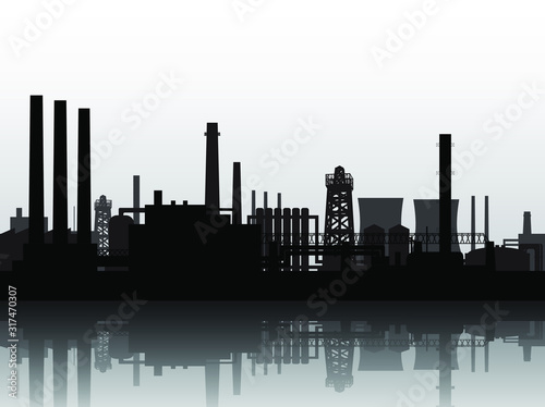 industrial landscape with reflection vector illustration background