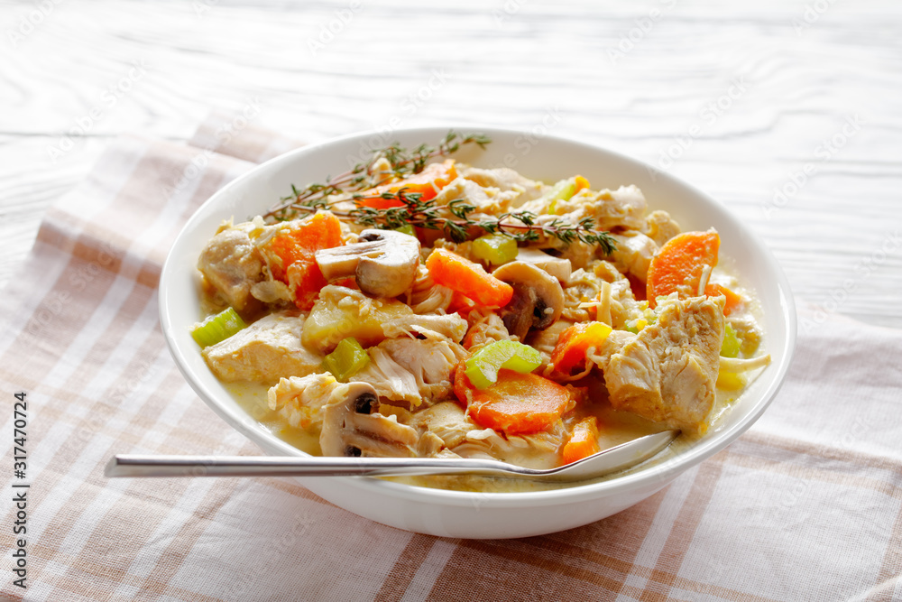 chicken stew with vegetables and creamy sauce chicken stew with vegetables and creamy sauce