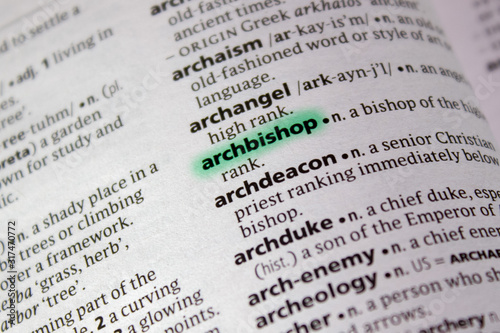 Archbishop word or phrase in a dictionary.