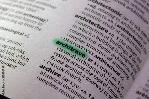 Tableau sur toile Architrave word or phrase in a dictionary.