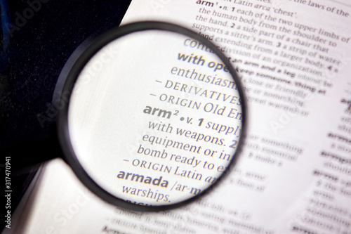 Arm word or phrase in a dictionary.