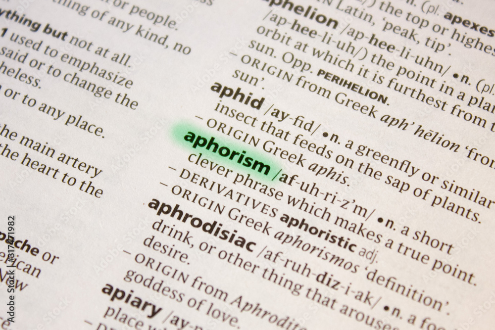Aphorism word or phrase in a dictionary.