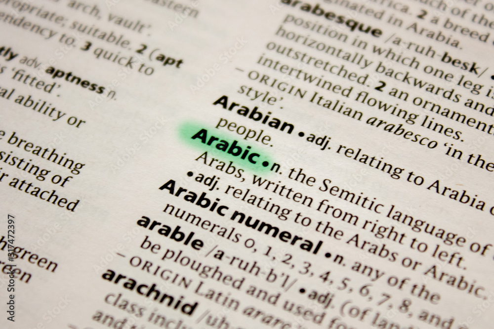 Arabic word or phrase in a dictionary.