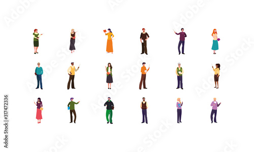 Isolated people avatars set vector design