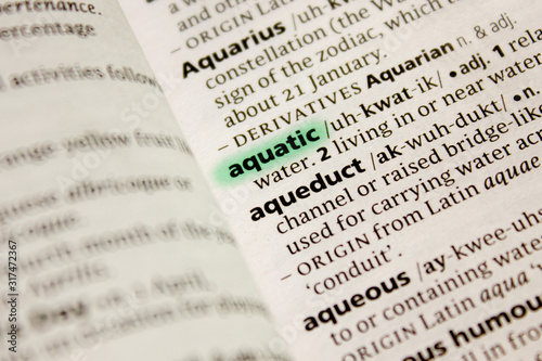 Aquatic word or phrase in a dictionary.