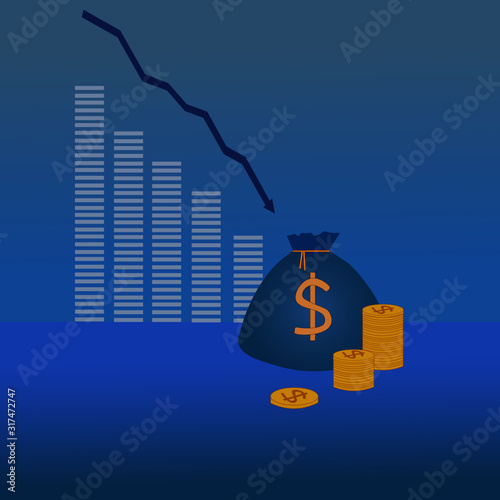 vector image describing concept of recession and financial crisis