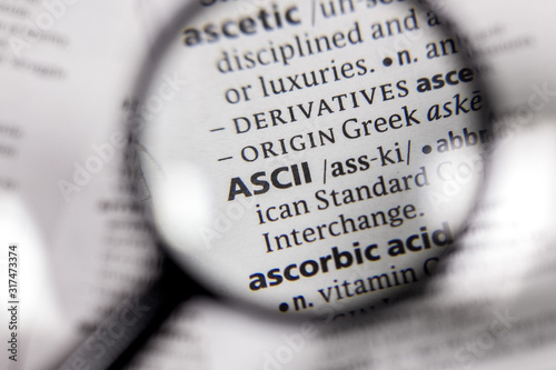 The word or phrase ASCII in a dictionary. photo
