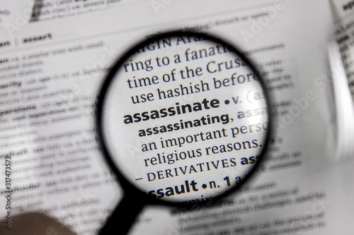 The word or phrase assassinate in a dictionary.