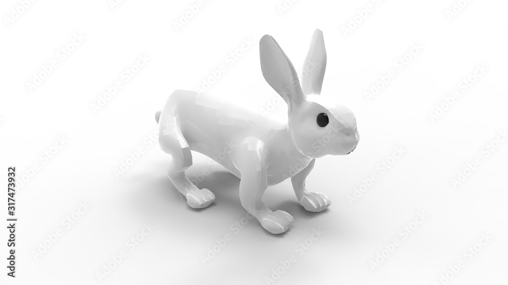 Fototapeta premium 3D rendering of a bunny rabbit isolated in empty space background