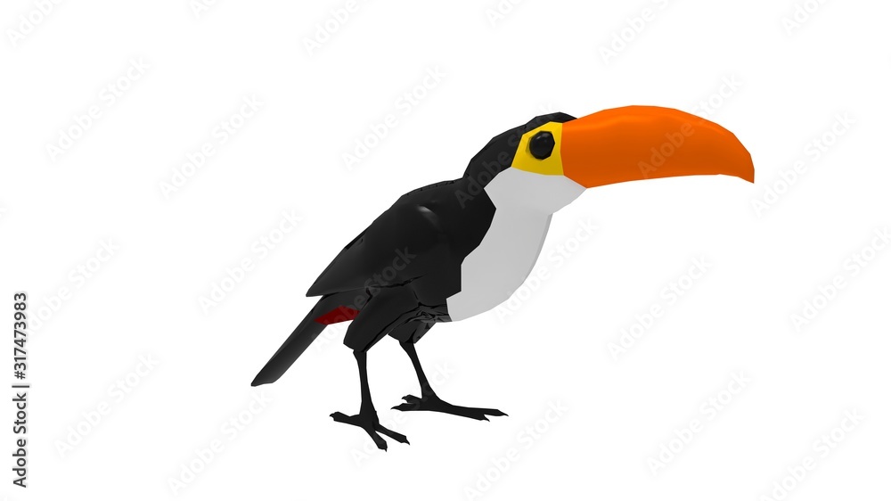 Naklejka premium 3d rendering of a tucan isolated on white background