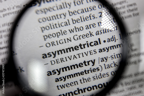 Obraz na plátně The word or phrase asymmetrical in a dictionary.