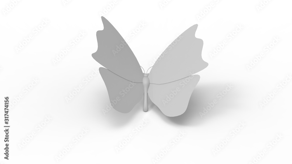 3D rendering of a butterfly isolated on white empty space background 3D rendering of a butterfly isolated on white empty space background