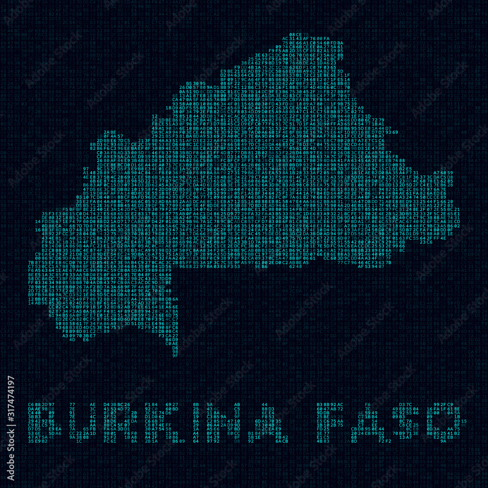 Burkina Faso tech map. Country symbol in digital style. Cyber map of Burkina Faso with country name. Trendy vector illustration.