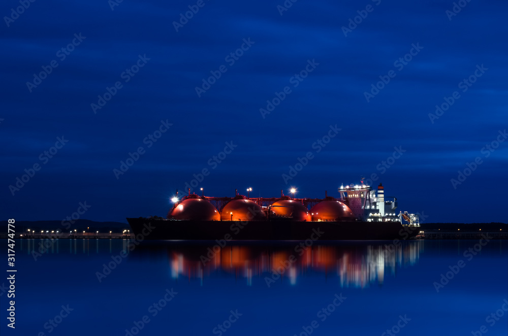 LNG TANKER AT EVENING - A beautiful ship at the gas terminal
