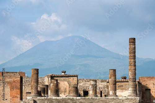 The antique roman ruins of Pompeii, city destroyed by the vesuvio Volcano, inscribed on the world heritage list of UNESCO.