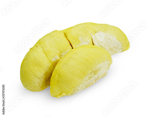 King of fruits, durian on white background with clipping path.