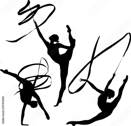 Gymnast with ribbon. Rhythmic Gymnastic. Vector drawing. 24542549 Vector  Art at Vecteezy