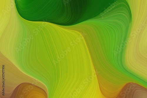 abstract liquid lines and waves wallpaper background with yellow green, green and dark green colors. art for sale. can be used as texture, background or wallpaper