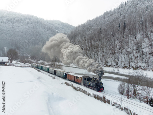 Winter Steam Train Mocanita from Romania photo